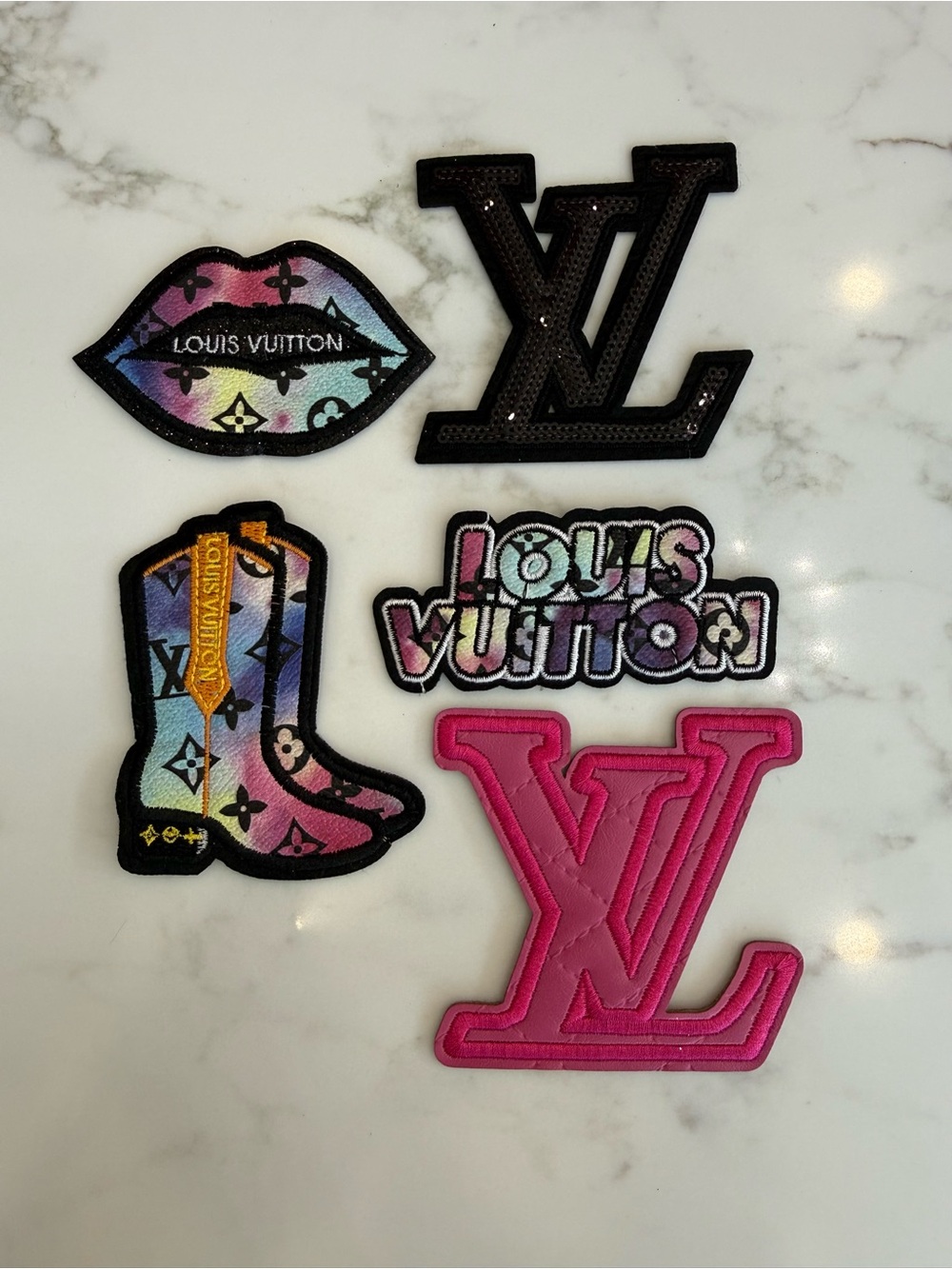 Hand Crafted Multicolor Gradient & Hot Pink Iron on Patches